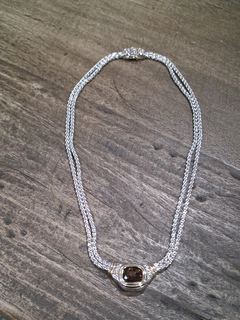 Brighton Double Strand two tone choker necklace With Center Stone